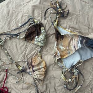 2 Brown and Cream Bikini Set